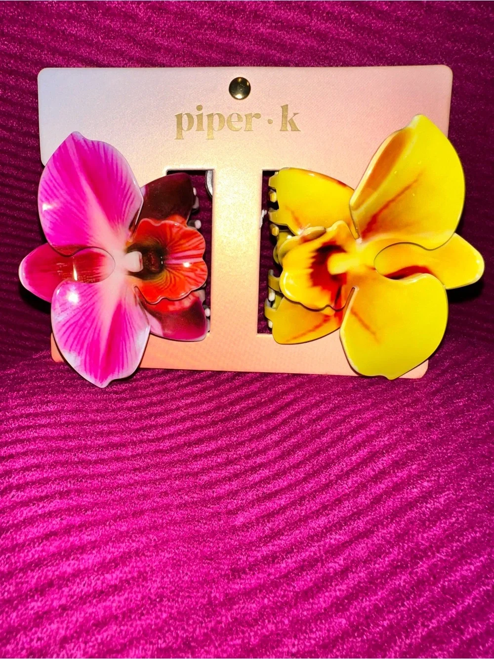 Piper•K Tropical Orchid Lily Hair Clips & Sunday State Elastic Set Tropical Vaca